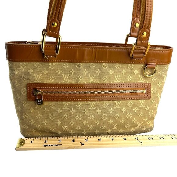LOUIS VUITTON Monogram LV Mini Lucille PM Bag Beige Camel Brown 2004 Authentic - Picture 16 of 17